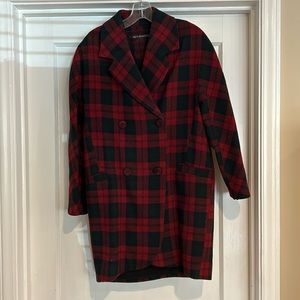 Reformation red black plaid coat jacket size XS